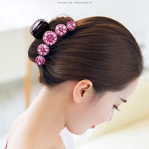 Women's Vintage Style Ethnic Style Round Flower Plastic Handmade Inlay Rhinestones Hair Clip Hair Claws