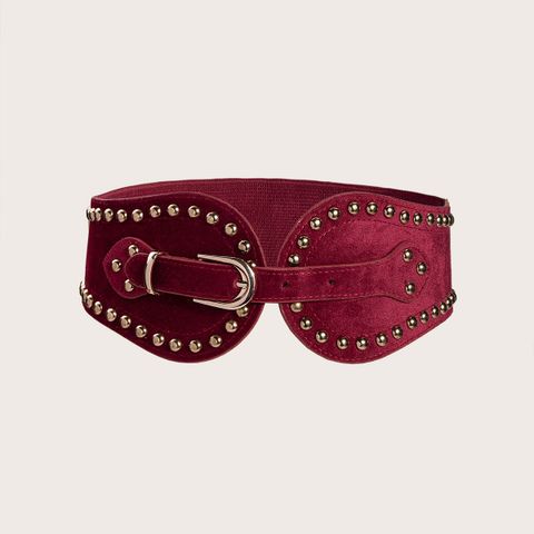 Cowboy Style Geometric Pu Leather Rivet Women's Leather Belts