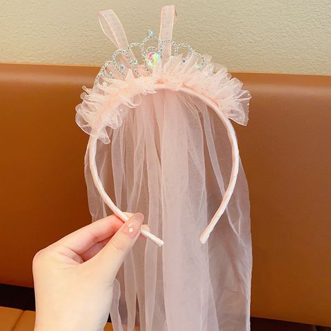 Girl's Princess Cute Crown Lace Pearl Hair Band