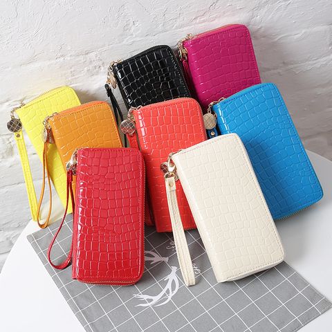 Women's Solid Color Pu Leather Side Zipper Wallets