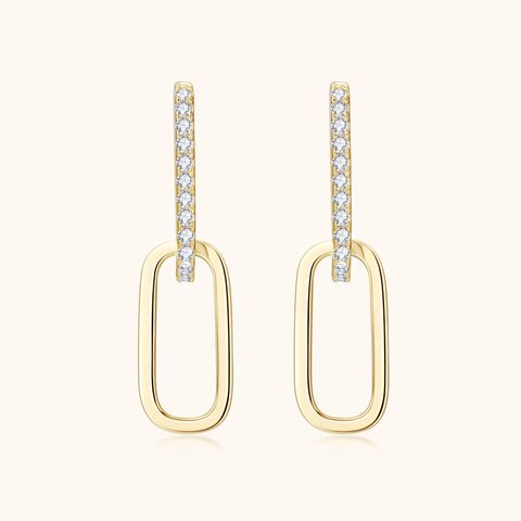 Elegant Simple Style Geometric Sterling Silver Gra Plating Inlay Moissanite Earrings