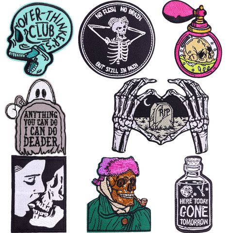 Punk Letter Skull Nonwoven Cloth Sticker