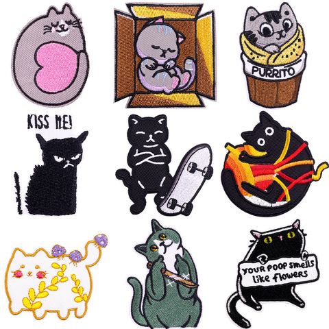Cute Cartoon Cat Cotton Cloth Sticker