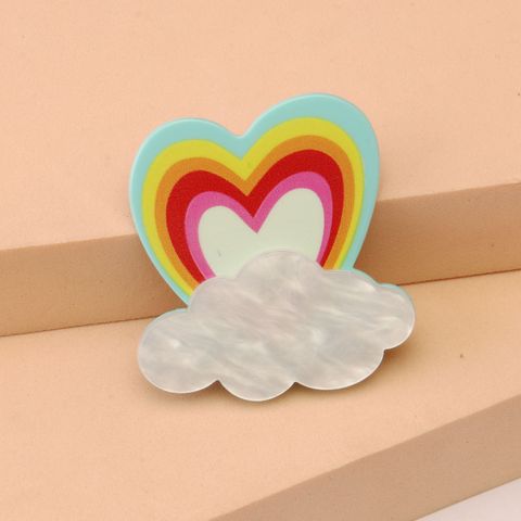 Elegant Glam Sweet Clouds Rainbow Stainless Steel Arylic Asymmetrical Women's Brooches 1 Pair