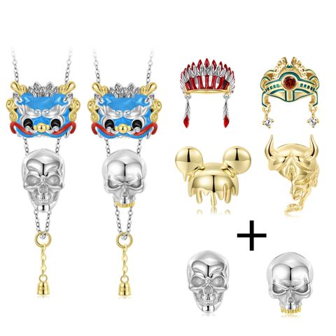 Original Design Punk Skull Sterling Silver Necklace Necklace Pendant