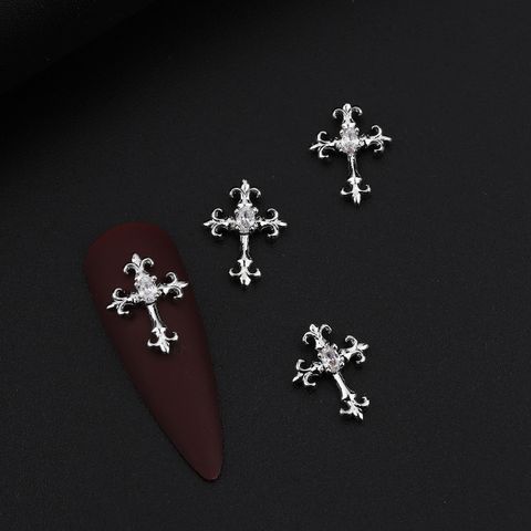 Punk Cross Copper Nail Decoration Accessories 4 Pieces