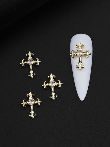 Punk Cross Copper Nail Decoration Accessories 4 Pieces