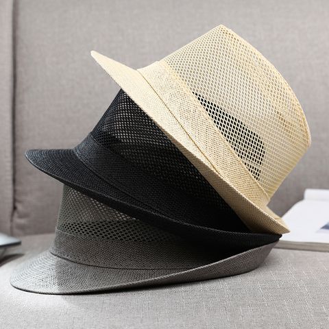 Men's Simple Style Solid Color Crimping Fedora Hat
