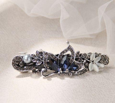 Women's Lady Rose Bow Knot Alloy Plating Inlay Rhinestones Hair Clip