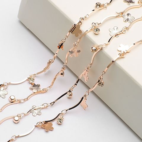 1 Piece Simple Style Leaves Heart Shape Butterfly Alloy Plating Chain Jewelry Accessories