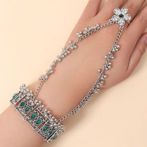 Vintage Style Simple Style Flower Alloy Inlay Resin Women's Bracelets