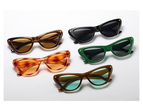 Glam Hip-hop Retro Solid Color Ac Cat Eye Full Frame Women's Sunglasses