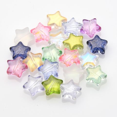 50 PCS/Package 10 * 10mm Hole 1~1.9mm Glass Star Beads