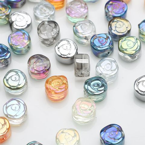 50 PCS/Package Diameter 6 Mm Hole Under 1mm Glass Rose Beads