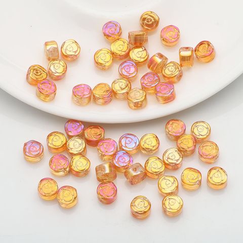 50 PCS/Package Diameter 6 Mm Hole Under 1mm Glass Rose Beads
