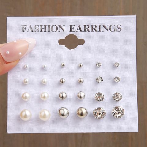 1 Set Ig Style Elegant Retro Solid Color Artificial Crystal Artificial Pearl Alloy Ear Studs