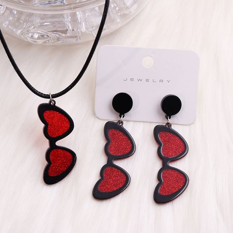 Cute Heart Shape Arylic Printing Women's Drop Earrings