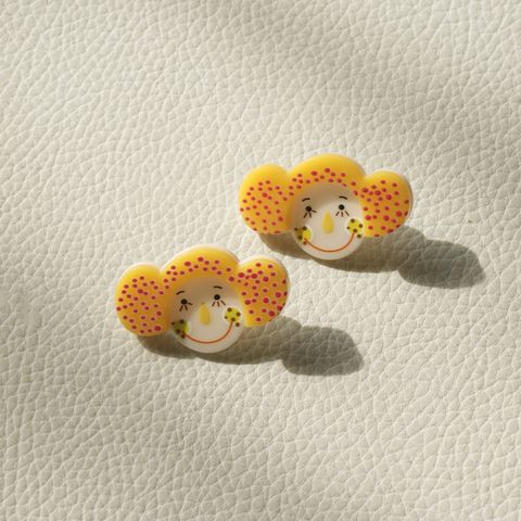 1 Pair Cute Geometric Cartoon Character Flower Arylic Drop Earrings Ear Studs