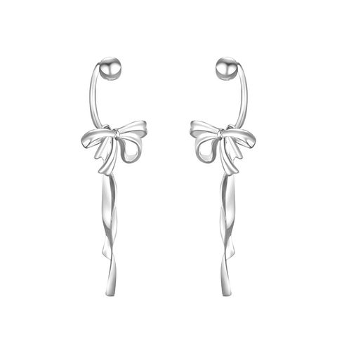 1 Pair Elegant Simple Style Bow Knot Sterling Silver Drop Earrings
