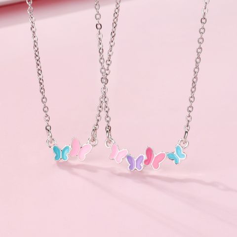 Cute Sweet Butterfly Alloy Plating Kid'S Necklace