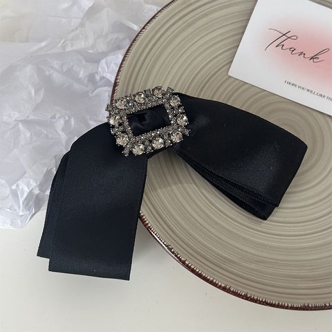 Women's Elegant Square Bow Knot Rhinestone Handmade Hair Clip