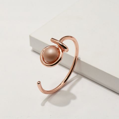 Copper 18K Gold Plated Commute C Shape Inlay Pearl Bangle