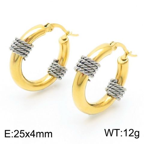1 Pair Vintage Style U Shape Titanium Steel 18K Gold Plated Hoop Earrings