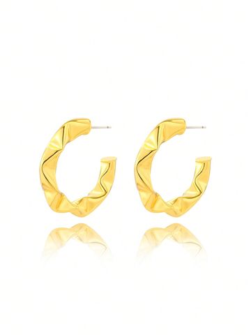 1 Pair Simple Style Triangle Copper 18K Gold Plated Hoop Earrings Ear Studs