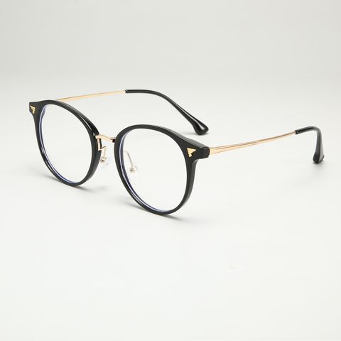Elegant Simple Style Solid Color Ac Oval Frame Full Frame Optical Glasses