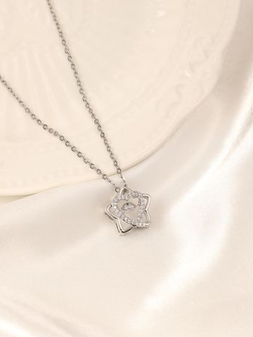 Titanium Steel Copper IG Style Rabbit Heart Shape Key Plating Inlay Zircon Pendant Necklace
