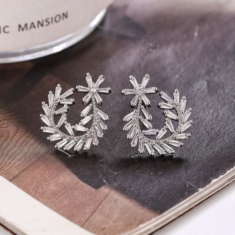1 Pair IG Style Leaf Copper Ear Studs