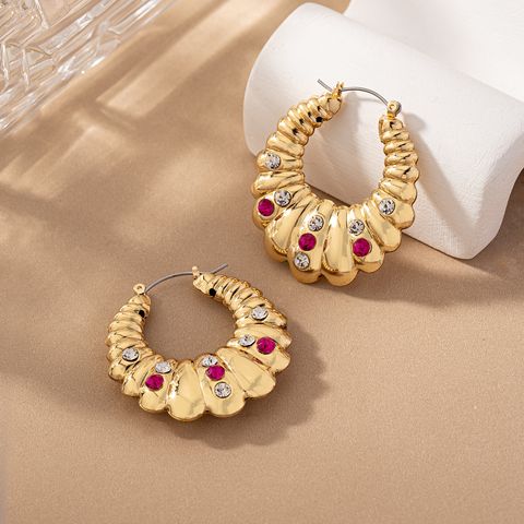 1 Pair Retro Geometric Inlay Alloy Glass 14K Gold Plated Earrings