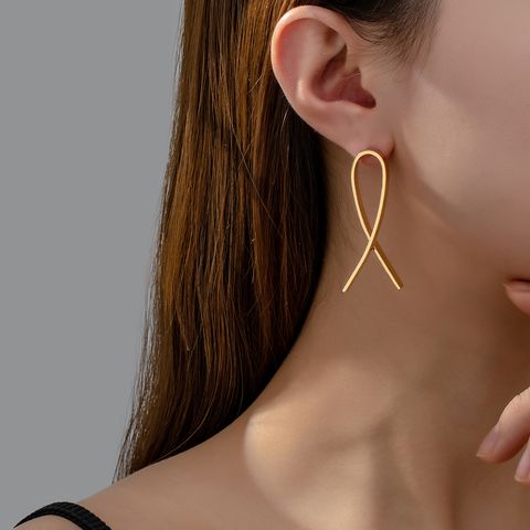 1 Pair Simple Style Lines Alloy 14K Gold Plated Ear Studs