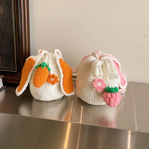 Women's Small Yarn Flower Strawberry Cute String Crossbody Bag