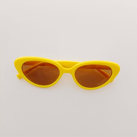 Y2K Vacation Color Block Pc Resin Cat Eye Full Frame Kids Sunglasses