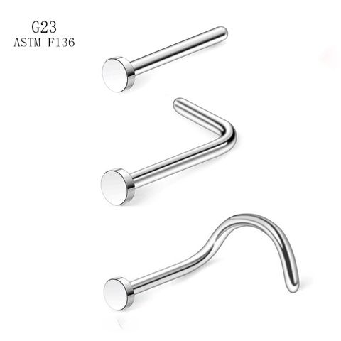 1 Piece Nose Rings & Studs Simple Style Solid Color Pure Titanium Nose Studs