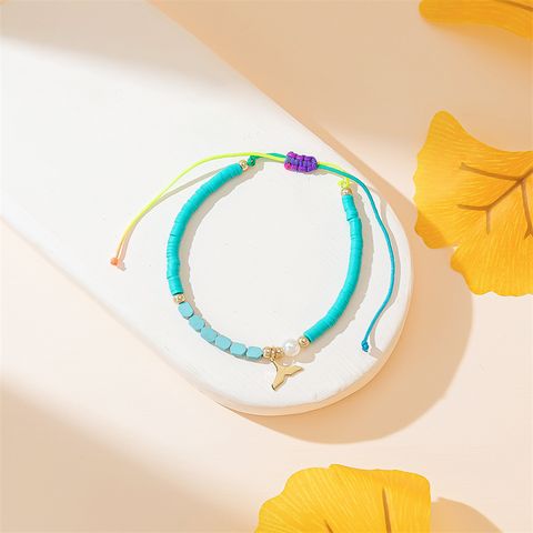 Vacation Simple Style Hexagon Fish Tail Artificial Crystal Beaded Women's Bracelets