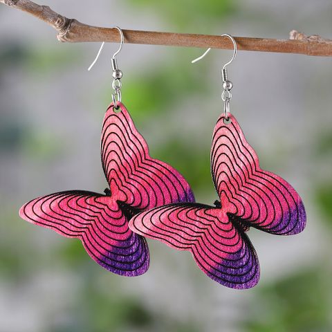 1 Pair Retro Butterfly Wood Drop Earrings