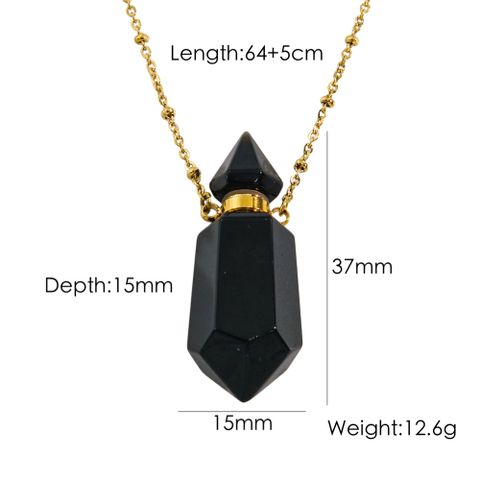 IG Style Simple Style British Style Perfume Bottle 304 Stainless Steel Natural Stone 14K Gold Plated Natural Stone Pendant Necklace In Bulk