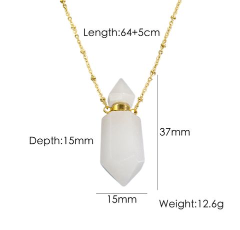 IG Style Simple Style British Style Perfume Bottle 304 Stainless Steel Natural Stone 14K Gold Plated Natural Stone Pendant Necklace In Bulk