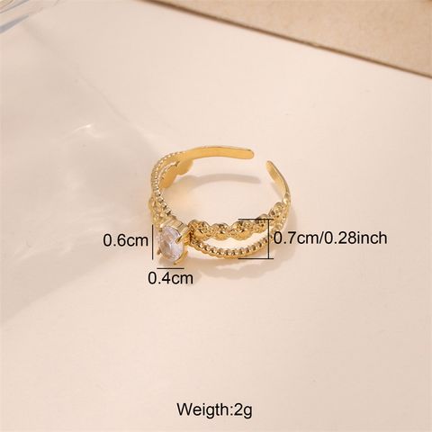 Stainless Steel Simple Style Geometric Plating Inlay Zircon Open Rings