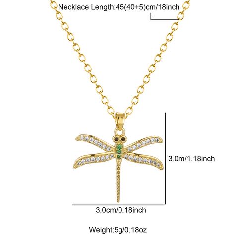 Stainless Steel Titanium Steel Elegant Simple Style Dragonfly Plating Inlay Zircon Pendant Necklace