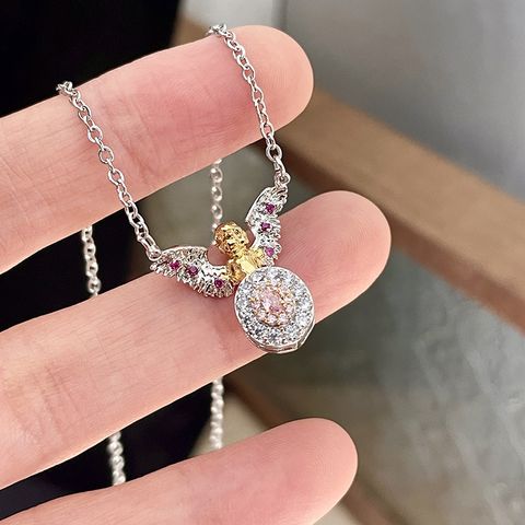 Elegant Retro Angel Artificial Crystal Copper Women's Earrings Necklace