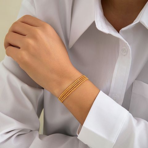 Copper Simple Style Classic Style Commute Geometric Solid Color Layered Buckle Bracelets