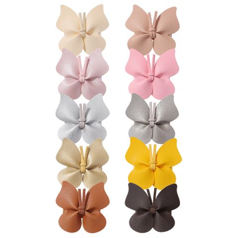 Women's Girl'S Cute Butterfly Pu Leather Hair Clip