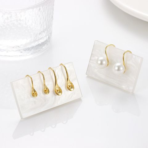 1 Pair Sterling Silver Rose Gold Plated White Gold Plated Gold Plated Geometric Polished Hook Earring Findings