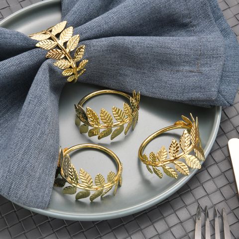 Retro Leaves Solid Color Metal Napkin Rings 1 Piece