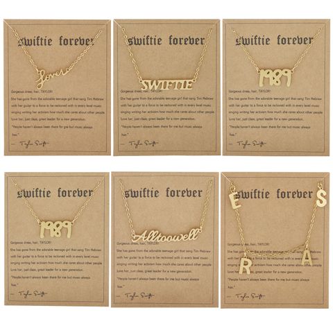 Stainless Steel Simple Style Letter Number Plating Necklace