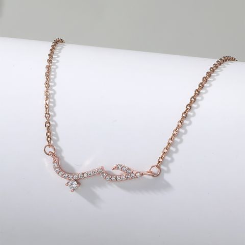Copper Simple Style Solid Color Plating Inlay Zircon Necklace
