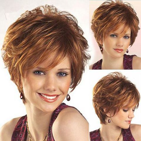 Women's Simple Style Casual Stage Street High Temperature Wire Side Fringe Short Curly Hair Wig Net